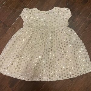 Pristine Baby GAP White Silver Polka Dot Dress Soze 18-24 Months - Like New